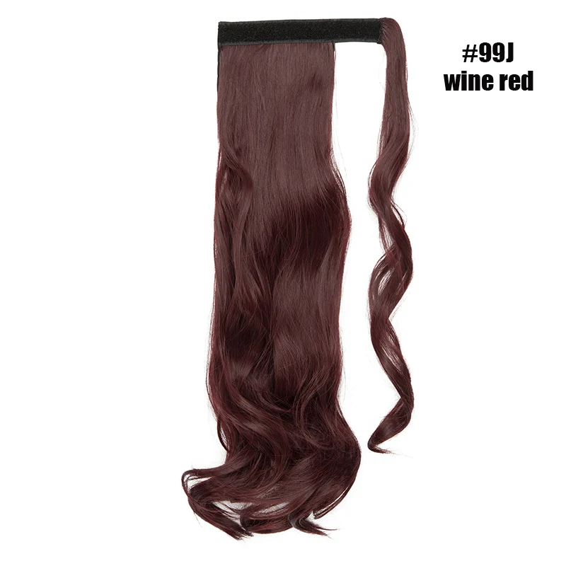 s-noilite Clip In Ponytail Synthetic Wrap Around Ponytail Clip In Hair Extension Long Curly Hairpiece Fake Hair Braid Ponytail - Цвет: wine red