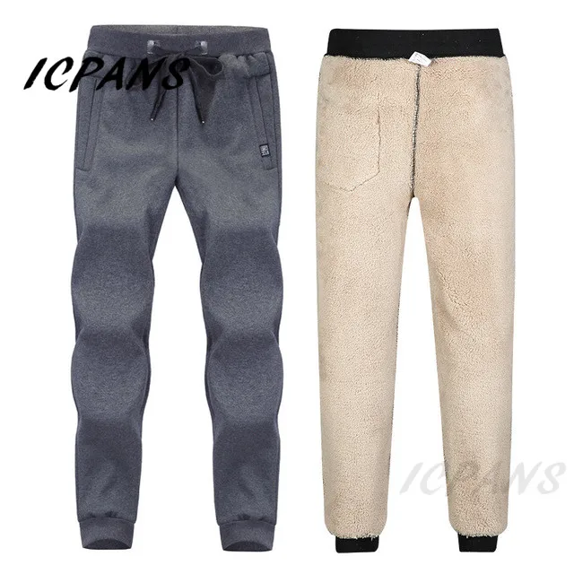 ICPANS Drawstring sweatpants Heavyweight Mens Pants Winter trousers Pantalon Hombre Joggers Pants Man Winter Warm Plush Trouser