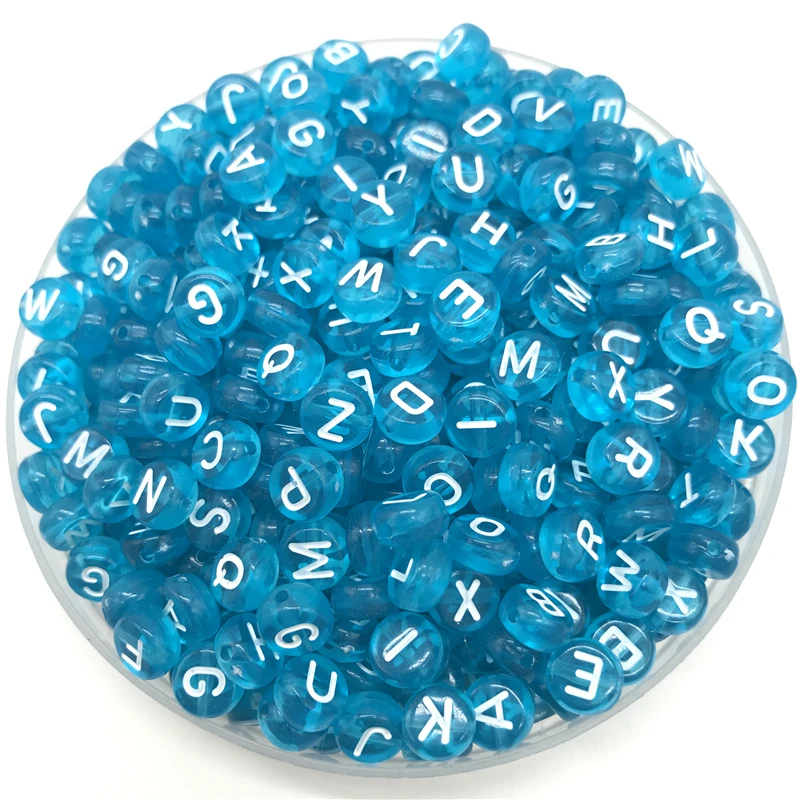 

100pcs 7mm Letter Beads Light Blue Mix Oval Shape 26 Alphabet Charms DIY Beads For Bracelet Necklace Jewelry Making