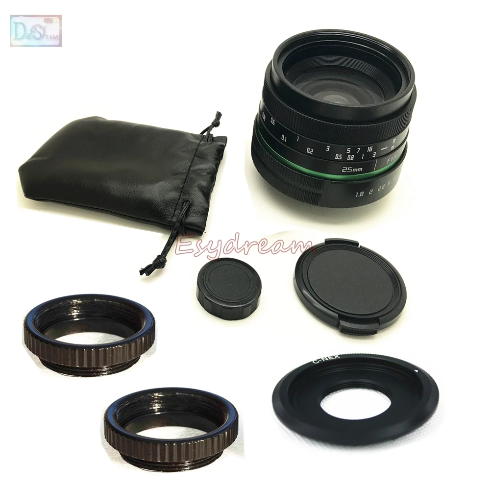 

25mm F1.8 Manual Lens + C Mount Adapter + Macro Rings Kit for Sony E Mount NEX 3N 5 5R 6 7 A6300 A6000 A5100 A5000 ILCE-6000