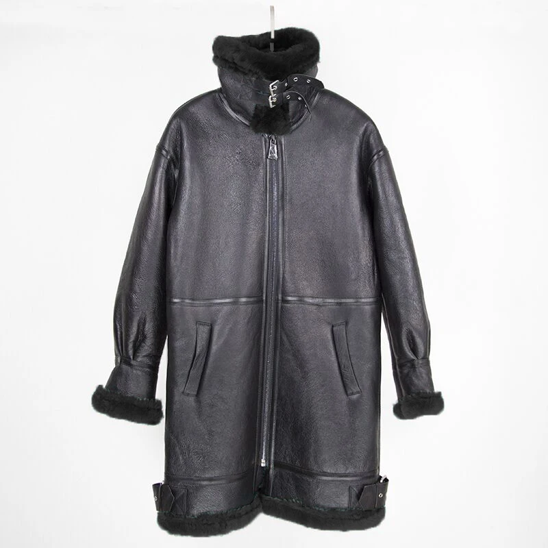 

2019 Double-faced Fur Outerwear Winter Jacket Women Long Parka Genuine Leather Merino Sheep Real Fur Coat Streetwear Plus Size