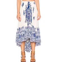 4 челнока Новые горячие модные женские туфли женские Boho Племенной цветочный юбка Макси летние пляжные длинные Повседневная юбка