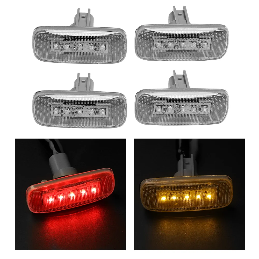 

4PCS Dually Cab Bed Fender 5 LED Side Marker Lights For 2010-2017 Dodge Ram 3500 Clear Lens/ Amber and Red Light