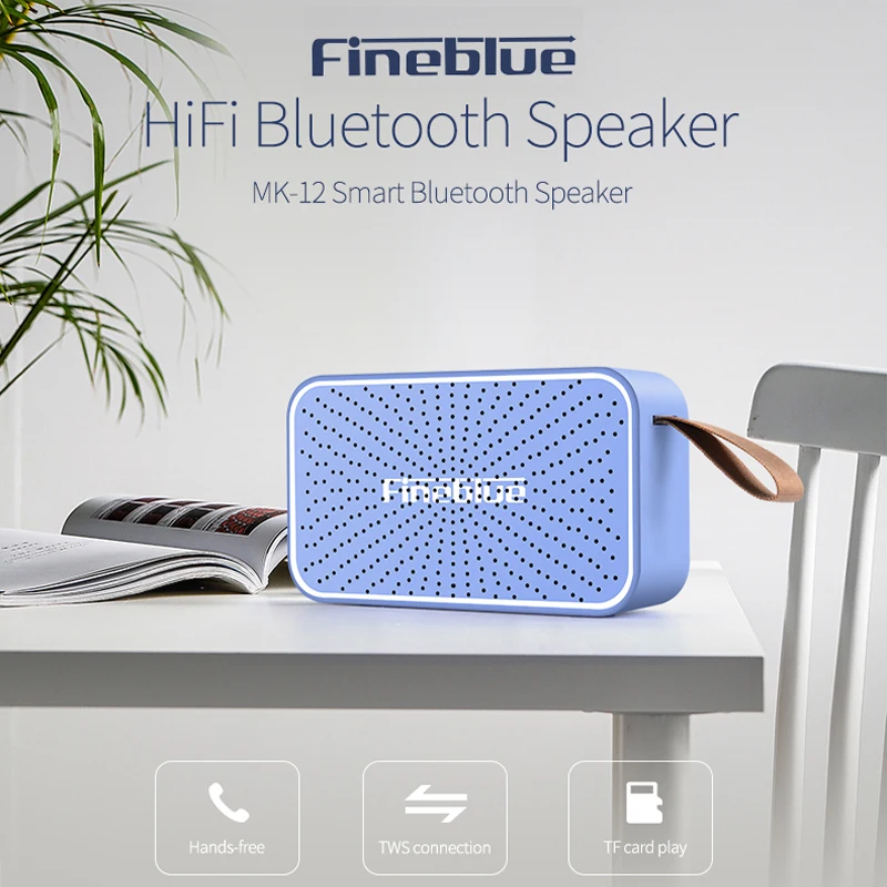 

Fineblue MK12 TWS Portable Bluetooth Wireless Speaker IPX7 waterproof 360° Stereo Sound HiFi Subwoofer Support Headset Handsfree