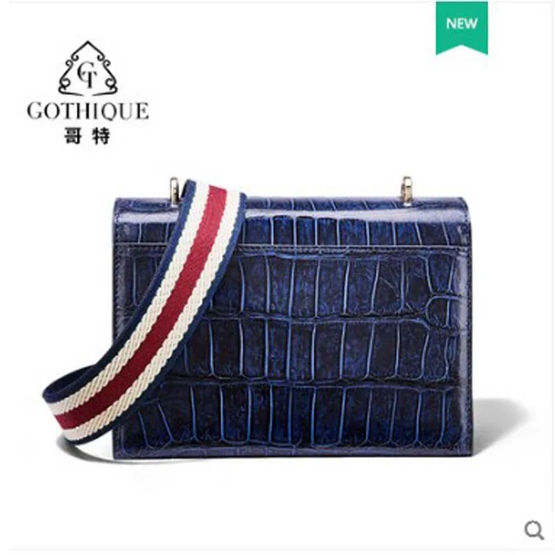 gete 2019 new crocodile leather women's bag real leather slant cross single-shoulder bag American alligator belly bag fashion sm