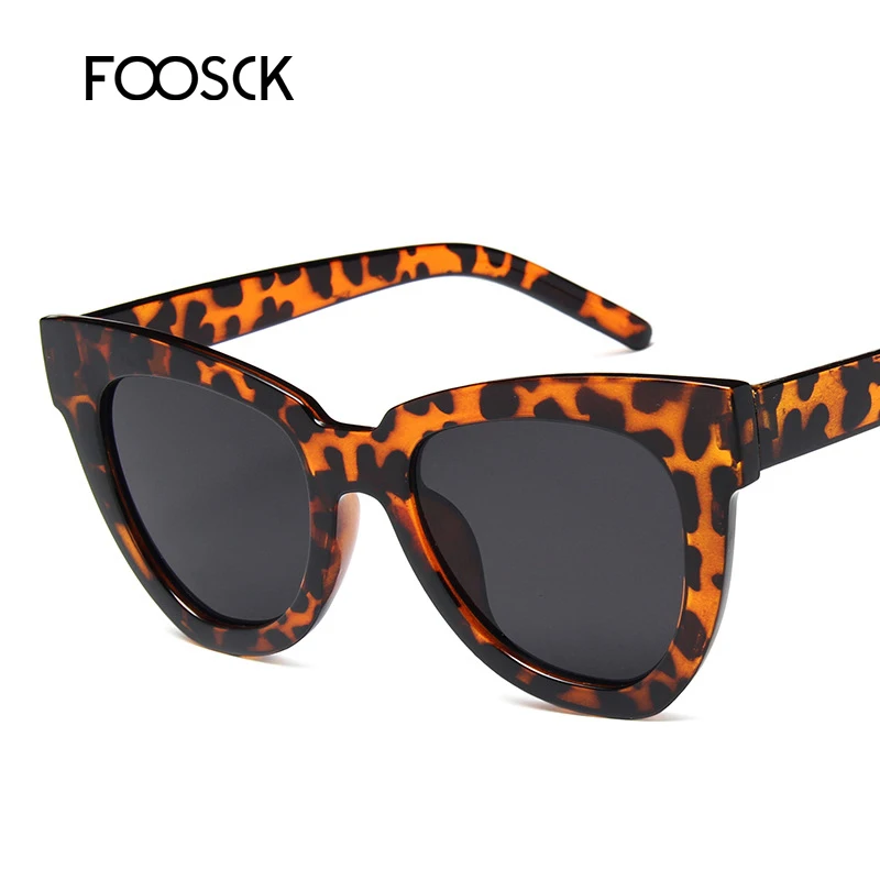 FOOSCK кошачий глаз солнцезащитные очки женские брендовые дизайнерские Винтажные Солнцезащитные очки Модные Дамские кошачьи солнечные очки UV400 - Цвет линз: C6Leopard