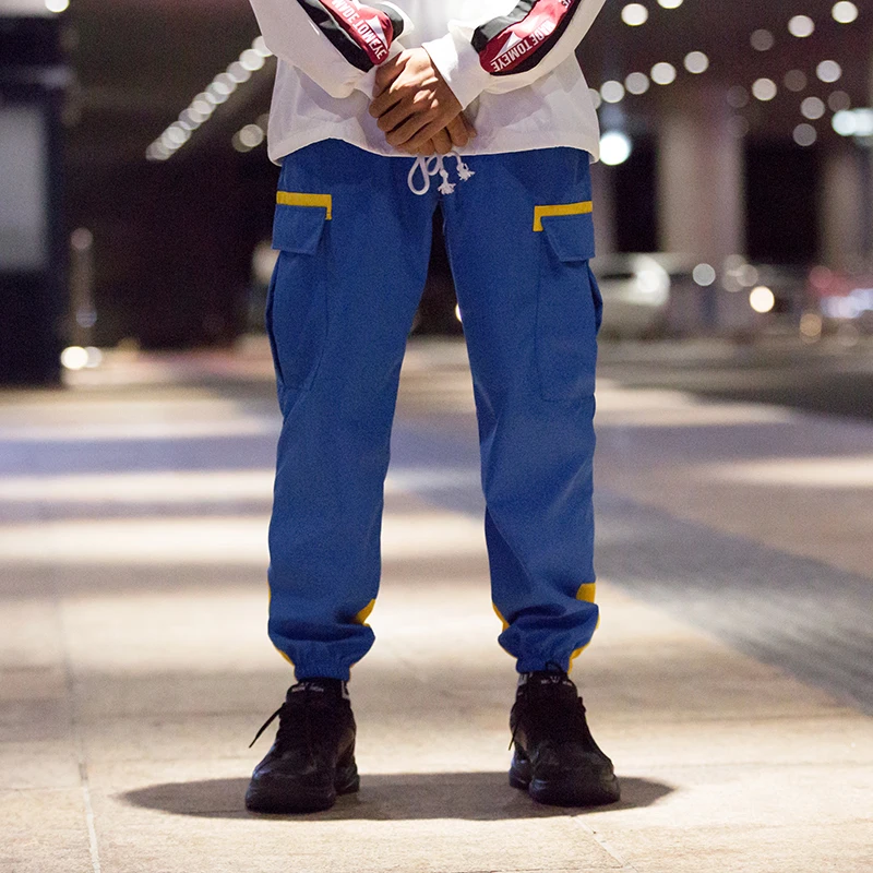 Waliicorners Men Big pocket Casual Cargo Pants Harajuku Hip Hop Streetwear Elastic ankle Skateboard Harem Sweatpants Joggers 6 2