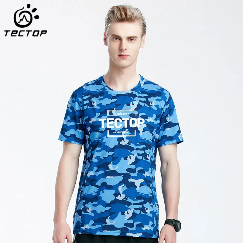 TECTOP летние мужские быстросохнущие камуфляжные футболки дышащие Стрейчевые с коротким рукавом для активного отдыха, рыбалки, футболки с круглым вырезом