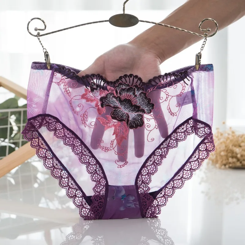 Sexy Lingerie Female Ultra Thin Briefs Low Rise Cozy Lace Panties Women
