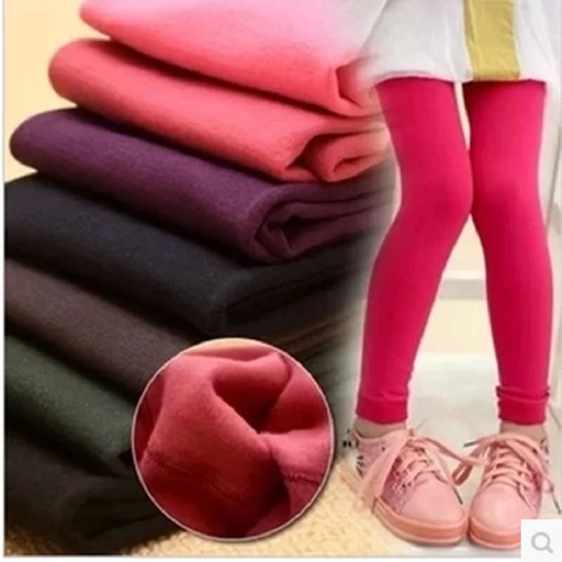 

Shujin Winter Girls Leggings Winter Warm Plus Jeggins Bottom Trousers Candy Color Children Pant 3T-12T Kids Legging