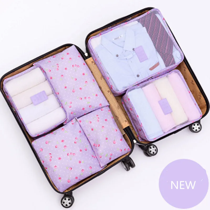 

New Arrival 6PCs/Set Travel Storage Bag Clothes Tidy Pouch Luggage Organizer Portable Container Waterproof Storage Case 2018