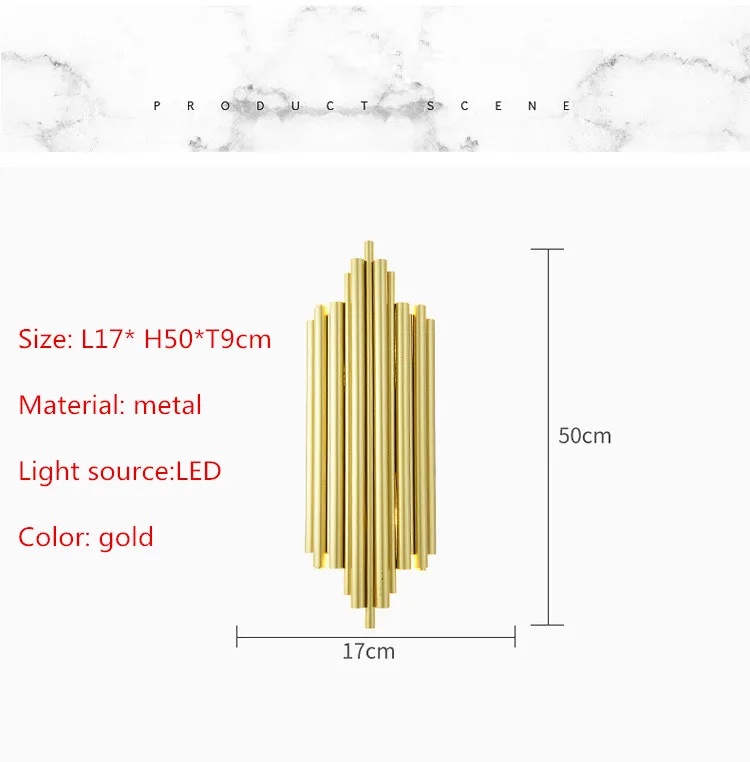 Золотые металлические трубы тела гостиной светодиодные настенные лампы поверхностного монтажа спальни прикроватный настенный светильник Настенный декор скандинавские лофт настенные бра