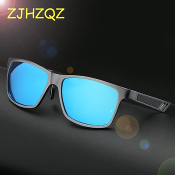 

ZJHZQZ Men Polarized Sunglasses Aluminum Magnesium Sun Glasses Driving Glasses Rectangle Shades For Men Oculos masculino Male