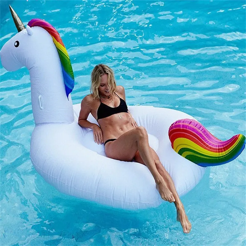 

200cm Giant Inflatable Unicorn Pool Float Ride-On Pegasus Swimming Ring For Adult Children Water Party Toys Air Mattress