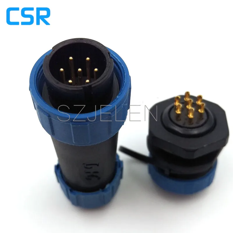 

SY1710, waterproof and dustproof 7 pin plug socket,IP68,Cable wire power connector 7-pin plug and socket, fNut fixing