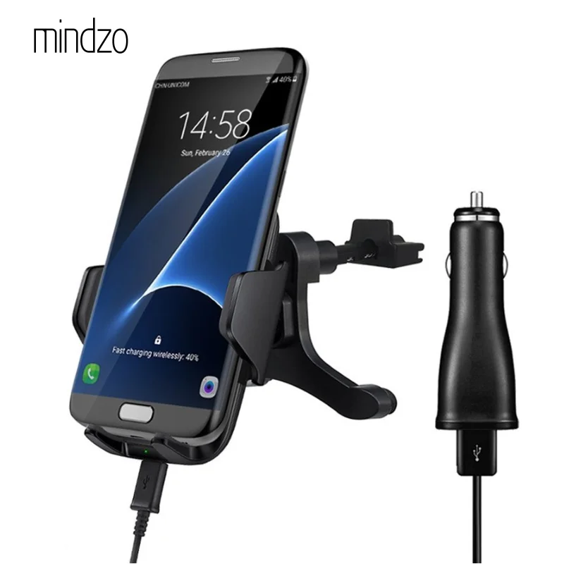 Mindzo F12D автомобильное крепление Qi Беспроводной Зарядное устройство для iPhone X 8