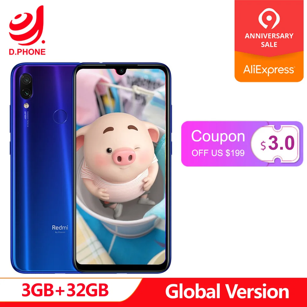 

Global Version 3GB Ram 32GB Rom Xiaomi Redmi Note 7 Octa Core Snapdragon 660 AIE 6.3" Full Screen 48MP Rear Camera Cellphone