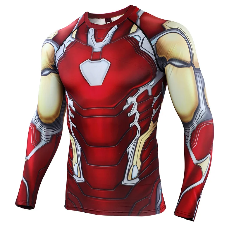 

New Marvel Avengers 4 3D Printed Iron Man Men T-shirt 2019 Summer Compression T Shirt Men Long Sleeve Cosplay Costume Tops Male