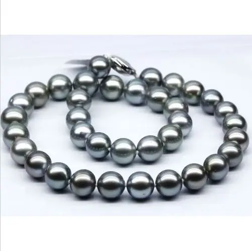 

classic 9-10mm AAA round south sea silver grey pearl necklace 18inchsilver