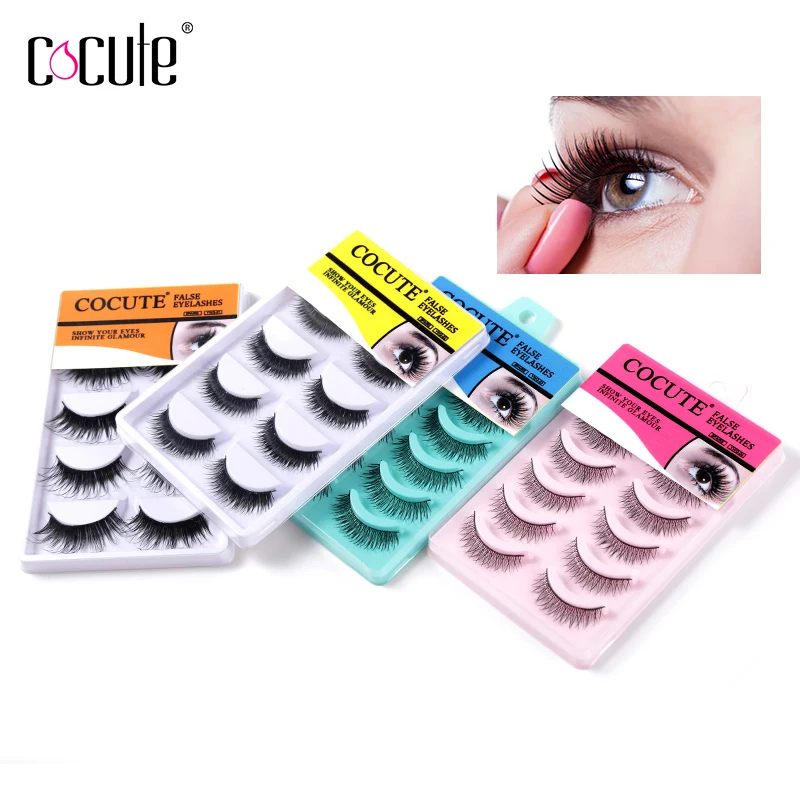 

Cocute 5 Pairs/lot Eyelashes Makeup False Eye Lashes Extensions Beauty Cosmetics 4 colors High Quality Make Up eyelash Tool Eyes