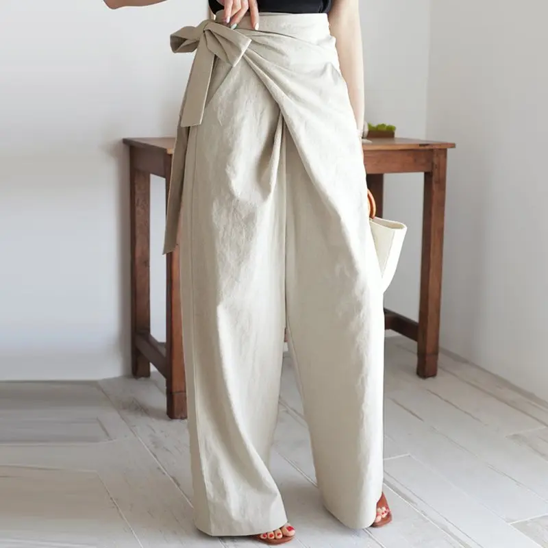 Корейские стильные черные брюки осень винтажные офисные женские элегантные свободные широкие брюки с высокой талией простые женские модные брюки
