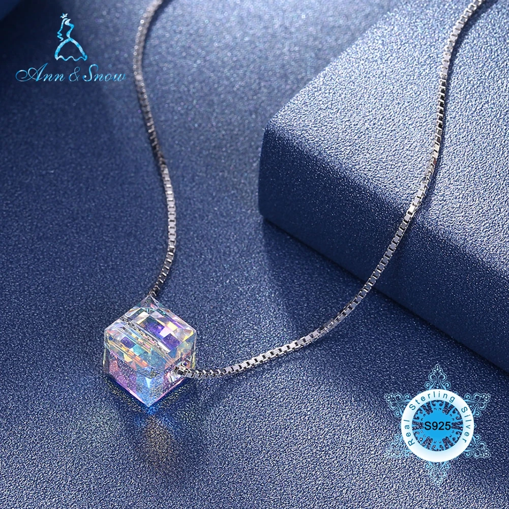 

Ann & Snow 925 Sterling Silver Colorful Cubic Zircon Stone Necklaces for Women Gros Collier Femme Jewelry