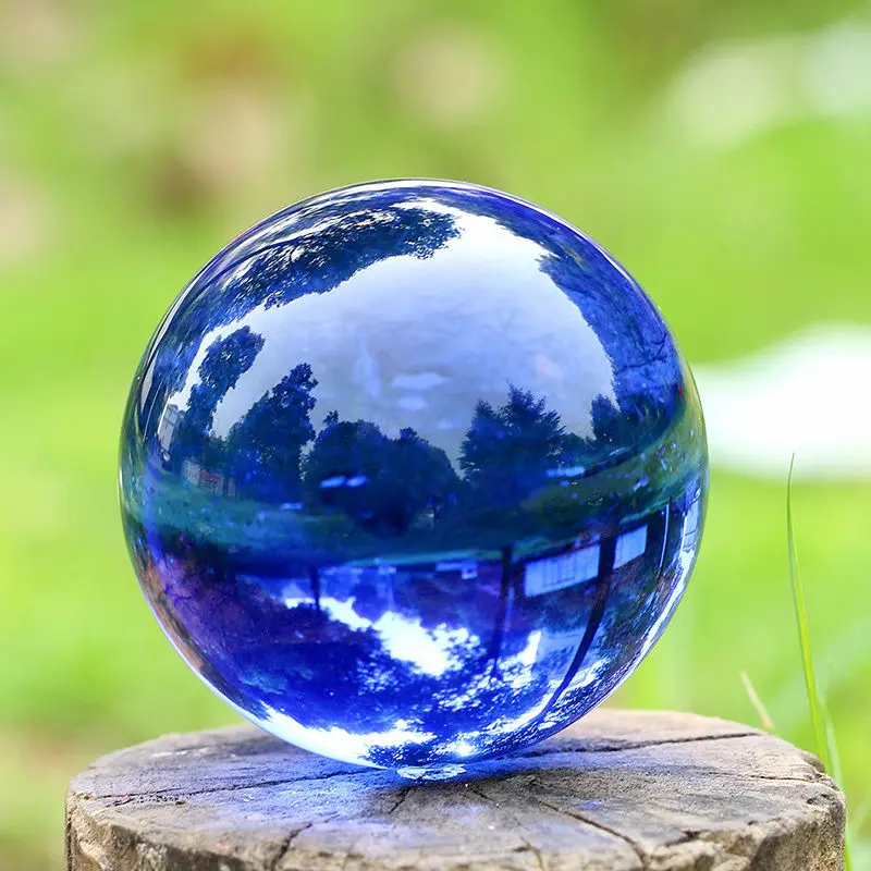 Blue Crystal Ball Feng shui Magic Glass Ball Globe Sphere Figurines  Miniatures Ornaments For Gifts Home Decoration Accessories - AliExpress