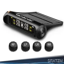 SRXTZM Солнечный мощность USB TPMS автомобильных шин давление мониторинга системы ЖК дисплей 4 внешних датчики для Ван внедорожник темПредупреждение п