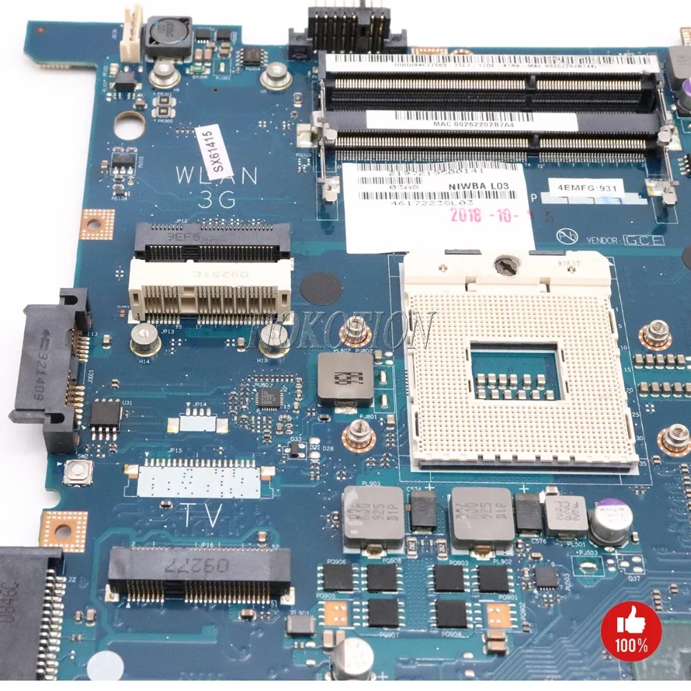 NOKOTION NIWBA LA-5371P اللوحة لينوفو Y550P محمول الرئيسية مجلس دعم I7 فقط DDR3 HM55 كامل اختبار