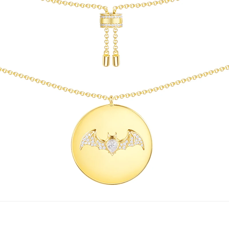 

Round Pendant Necklaces For Women SKA Brand Silver 925 Women's Necklace Bat AAA Zircon Fashion Fine Jewelry AC3981OXY
