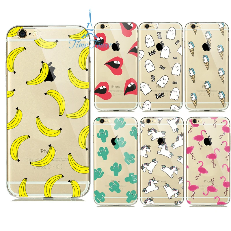 transparent soft shell Watermelon Fruit Banana Unicorn Sexy lips  Phone Back Cover Phone Case For Iphone 6 6S 6Plus 5 5S Case