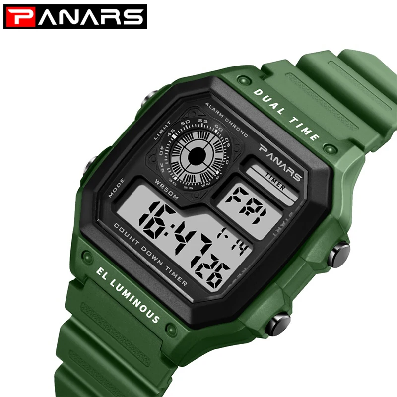 

PANARS Outdoor Sport Digital Watches for Men Chrono Countdown Wristwatch Alarm Clock Man Running Fitness LED Watch 8114