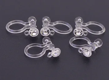 

Invisible Clip on Earrings Non-pierced with Loop Connectors Clear Plastic Rhinestone Earring DIY Findings Jewelry Making