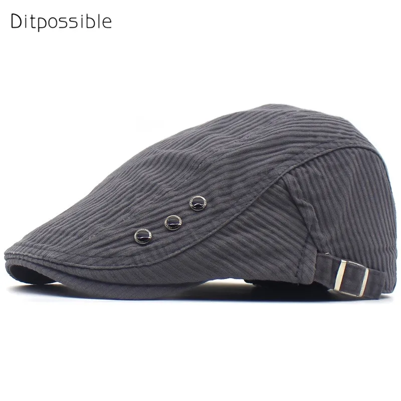 

Ditpossible cotton hats men beret caps fashion buttons casquette cap for men striped hat gorras