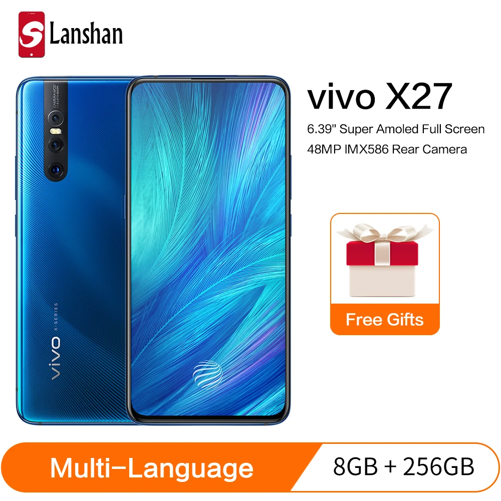 Авторизованный vivo celular X27 мобильный телефон 8G Оперативная память 256G Встроенная память Snapdragon710 48MP подъемные удивительная Камера 4000 мА/ч