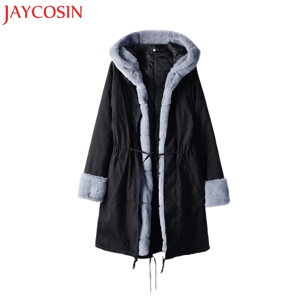 Newly Womens Faux Fur Winter Jacket Parka Hooded Coat Fishtail Overcoat Oversize Long Sleeves Coats Dropship Nov.2