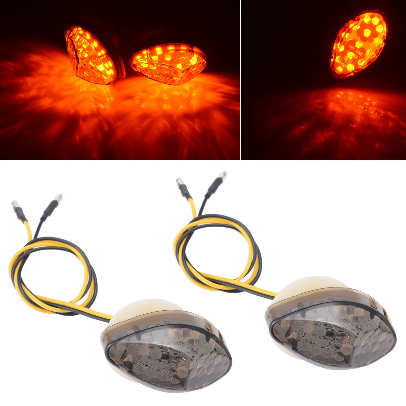 1pair Motorcycle Flush Mount LED Turn Signals Indicator Blinker Light Amber Flasher for Honda CBR 600 F4 F4i CBR600RR CBR1000RR