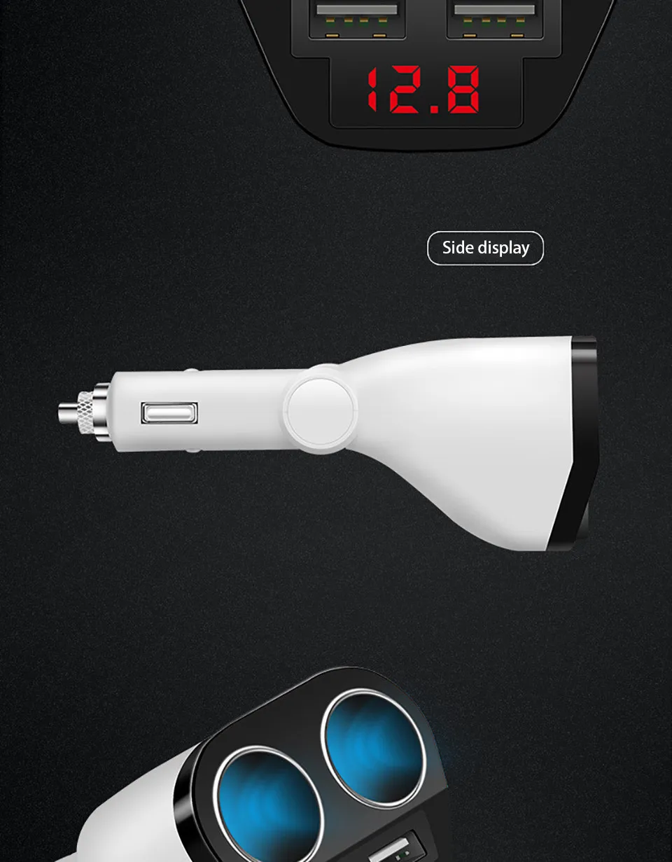 Cunymagos DC 12V 24V 120W Universal 2 ways Car Cigarette Lighter Dual USB 5V 3.4A intelligent output With Car voltage Diagnostic (4)