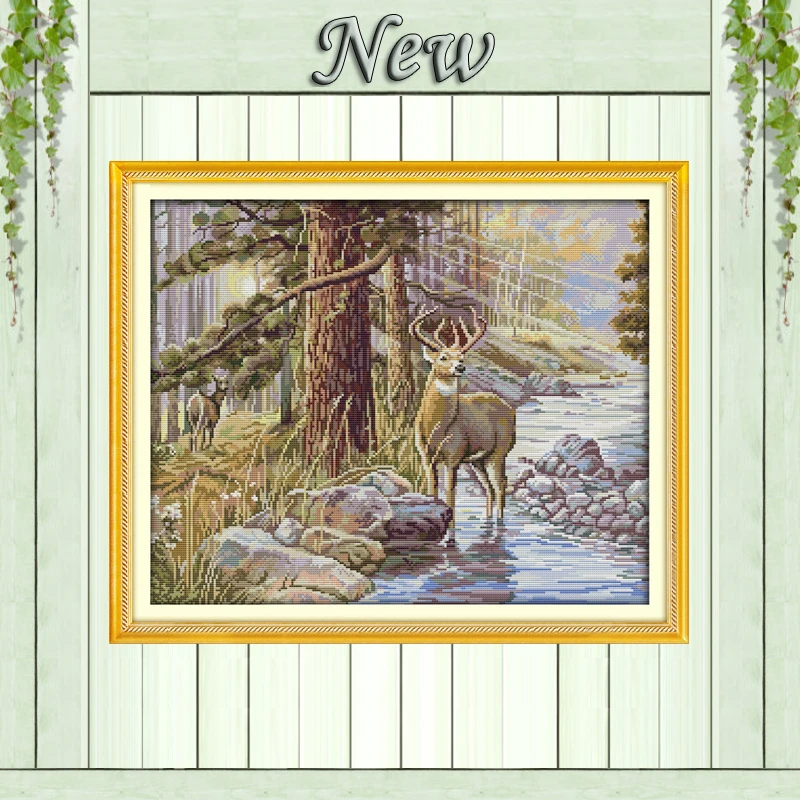 Олень зима снег животные diy Декор картины считает Печать на холсте DMC 11CT 14CT наборы