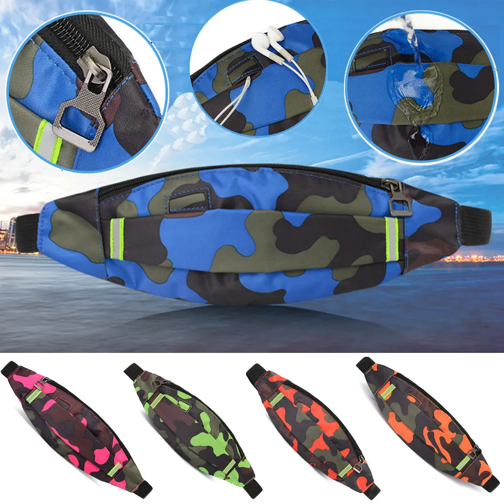 

2019 New Fashion Fannypack Waist Bag Unisex Outdoor Casual Waterproof Luminous Strip Camouflage bananka Crossbody Chest Bags #C6