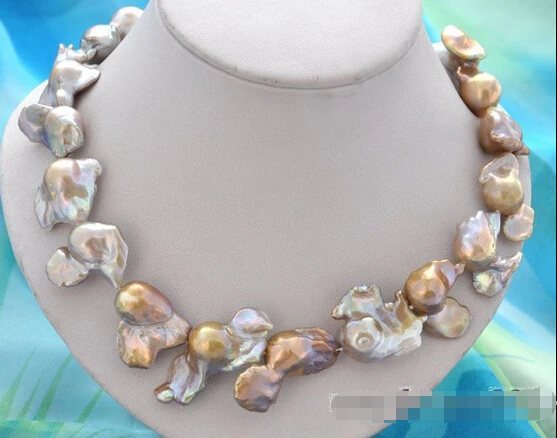 

HOT## Wholesale > 18"40mm baroque lavender reborn keshi pearl necklace