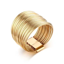 Золотые стильные 19 Многослойные складные русские звенья кольца для женщин коктейльное кольцо из нержавеющей стали женские ювелирные изделия