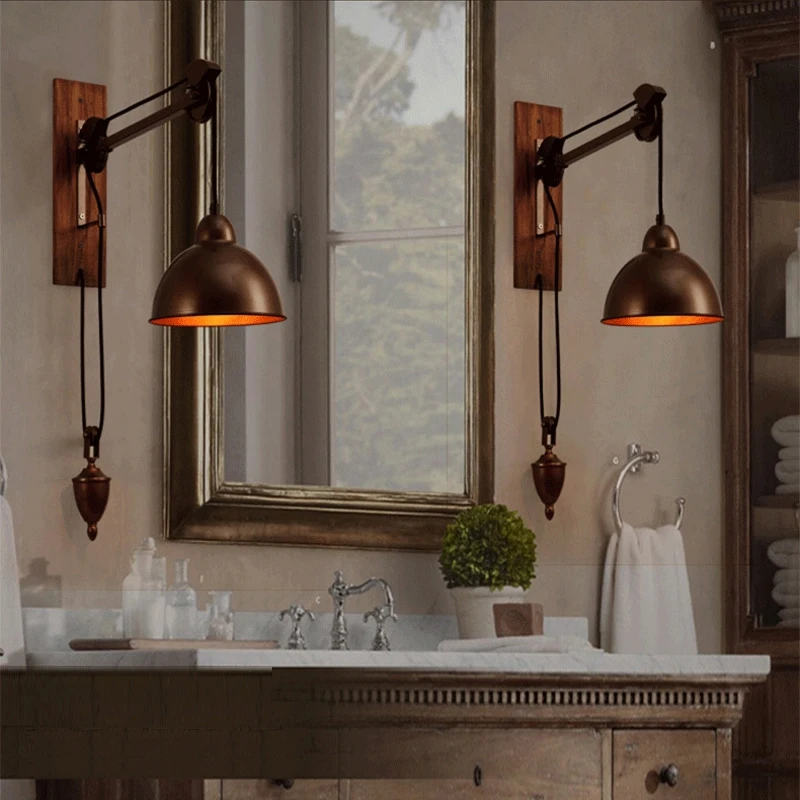 bathroom wall lamps vintage Industrial lighting Coffee shop Retro wall
