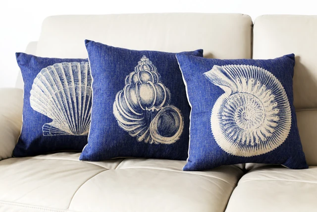 Nautical Pillow Cases Blue Coastal Beach Chic Linen Cushion Cover Nautical Pillow Cases Blue Coastal Beach Chic Linen Cushion Cover Throw Case Set Of 3