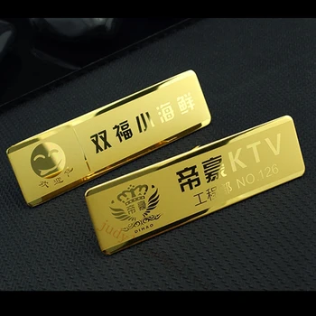 

10pcs custom name tag personalized staff badge laser engarved magnetic or pin gold nameplate