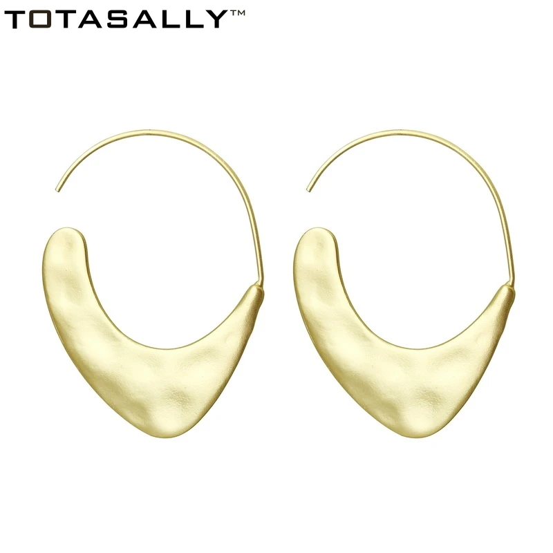 

TOTASALLY Fashion Metal Hoop Earrings for Woman Brand Design Matted Gold /Silver Color Hanging Earrings DropShipping Jewelry
