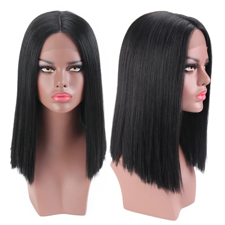 Leeons Yaki Straight Lace Wig Synthetic Wigs For Black Women Popular