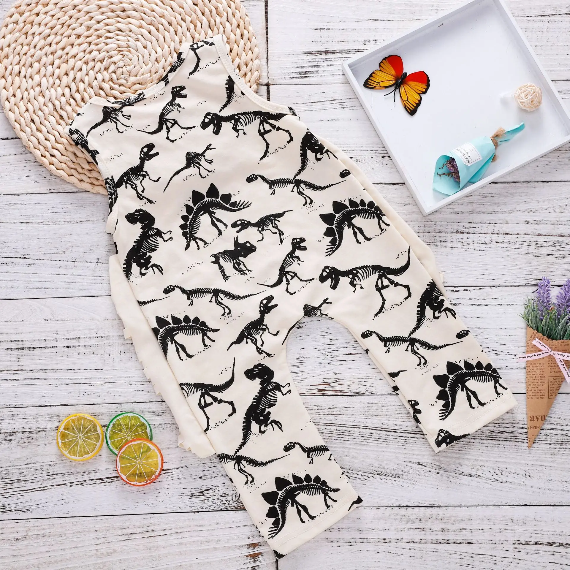 Newborn Infant Baby Dinosaur Romper Kids Boy Girl Sleeveless Cartoon