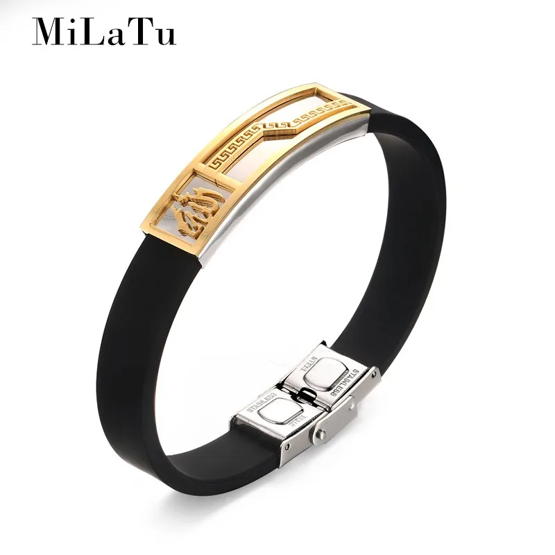 Prix pour MiLaTu Mode Musulman Allah Bracelet Pour Hommes Véritable Silicone Bracelet En Acier Inoxydable Bracelet Bijoux Religieux B392 Prix pour MiLaTu Mode Musulman Allah Bracelet Pour Hommes Véritable Silicone Bracelet En Acier Inoxydable Bracelet Bijoux Religieux B392