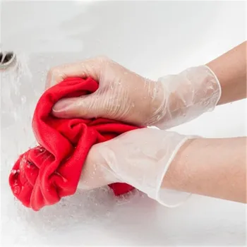 

Kitchen cleaning transparent gloves disposable PVC gloves plastic film surgery rubber latex skin glove for baking beauty 100pcs